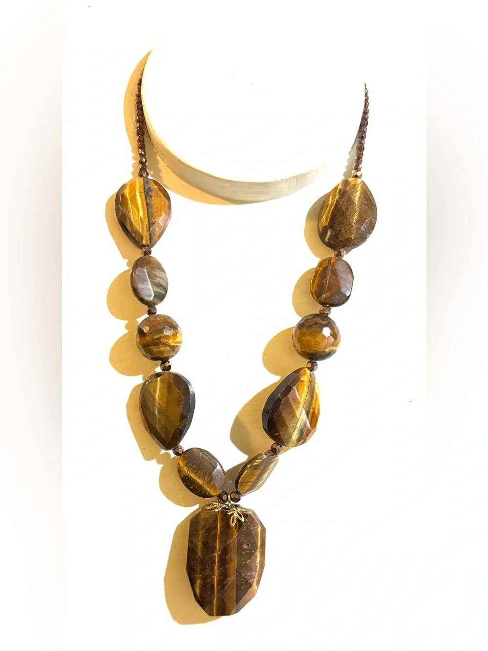 Faceted Tiger Eye Statement Necklace in Brown